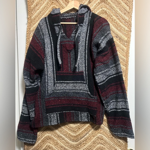 del mex Other - Del Mex Multicolor Boho Bohemian Hoodie Poncho Pullover Sweater,Size M,Great